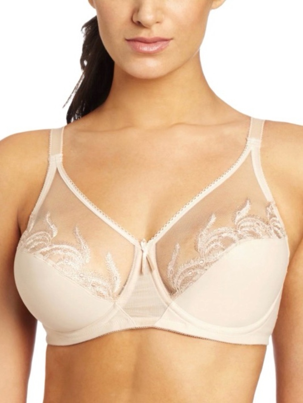 Wacoal Sheer Embroidered Underwire Bra in Nude